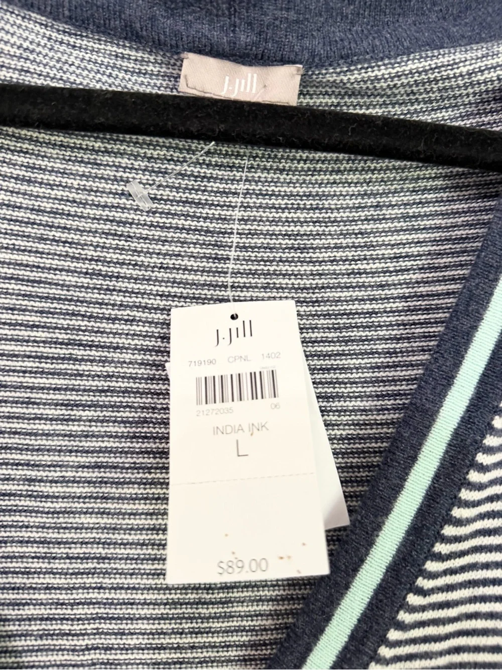 J.Jill stripes cardigan wool blend size large NWT